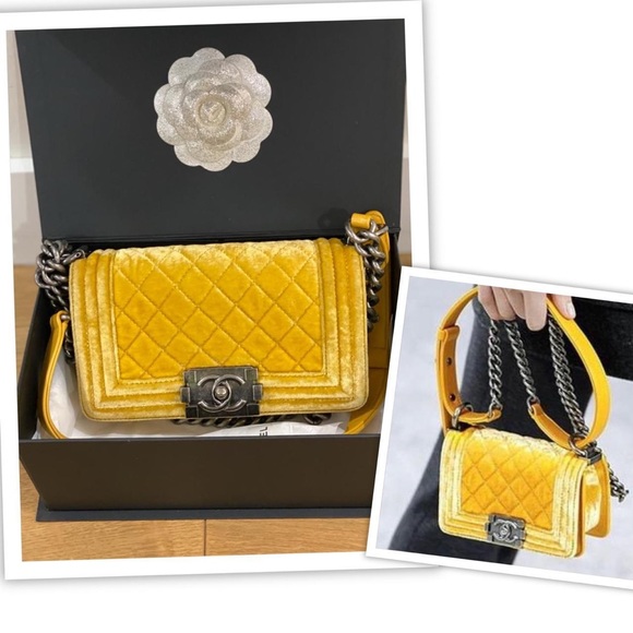 CHANEL Handbags - SOLD.Instagram ❌Chanel velvet yellow boy bag